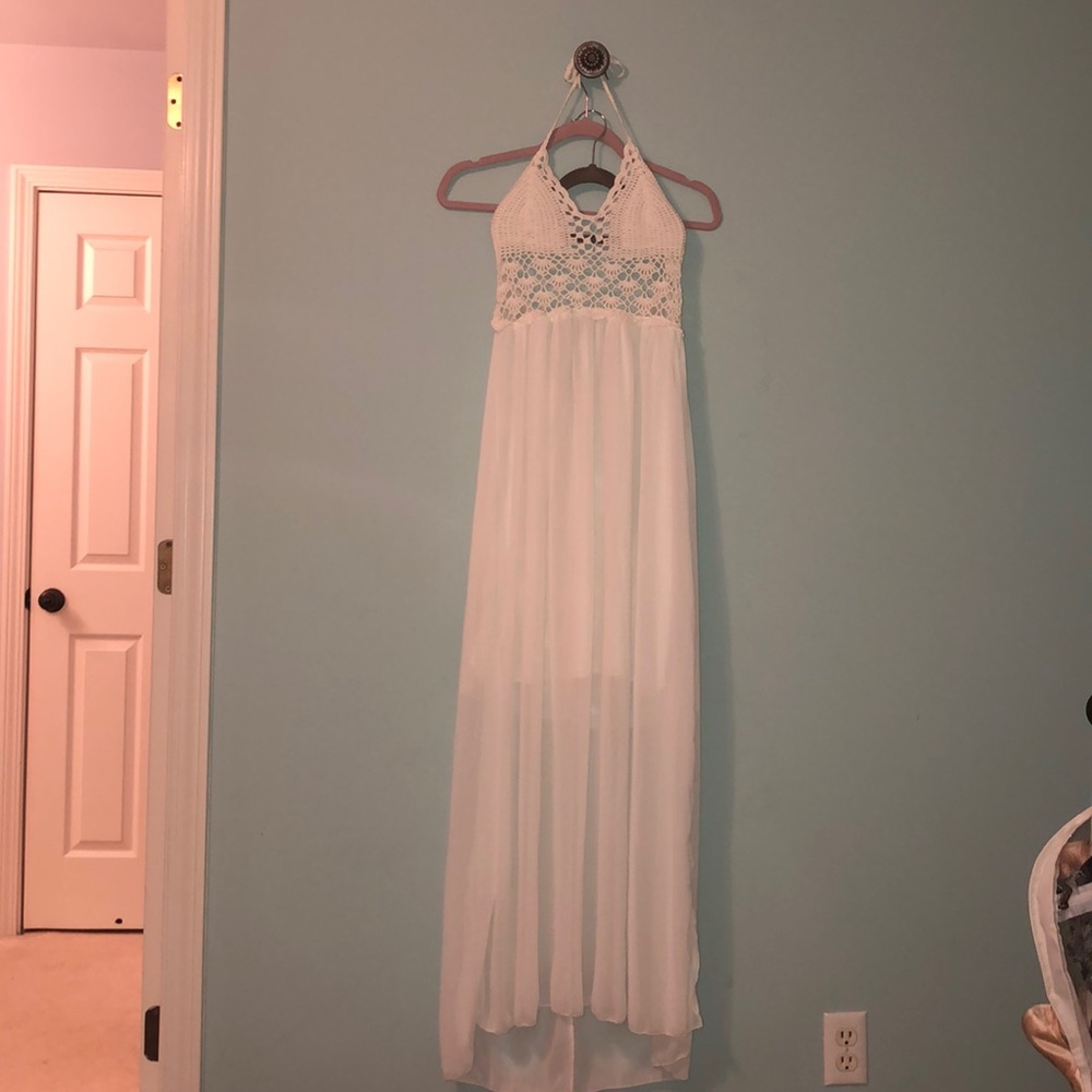 White Crochet Maxi Dress